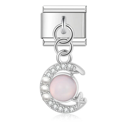 Moon Heart Monsters Shiny Silver Italian Charm