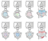 Moon Heart Monsters Shiny Silver Italian Charm