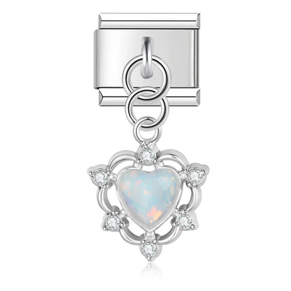Moon Heart Monsters Shiny Silver Italian Charm