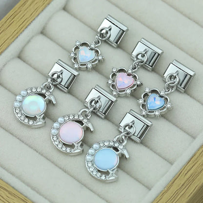 Moon Heart Monsters Shiny Silver Italian Charm