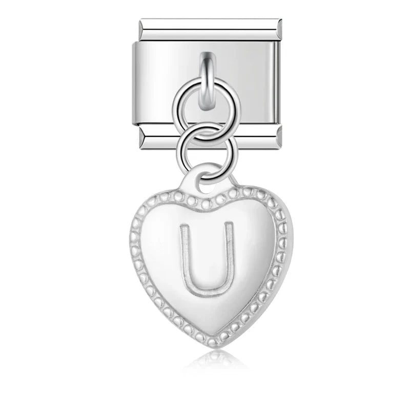 Elegant Heart Letters Dangle Charms