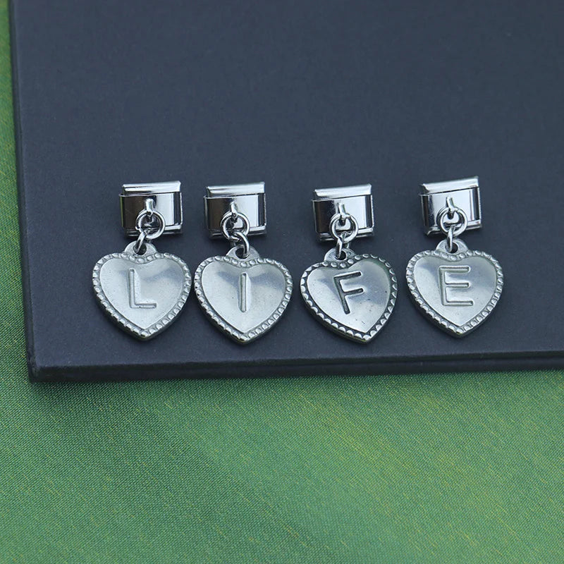 Elegant Heart Letters Dangle Charms