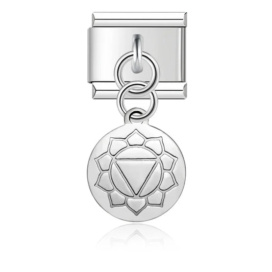 round silver designs charms