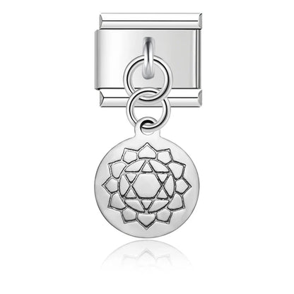 Round Silver Design Italian Charms – Classic Engraved 9mm Bracelet Links