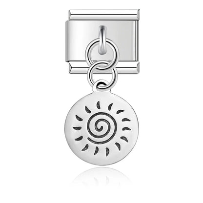 Round Silver Design Italian Charms – Classic Engraved 9mm Bracelet Links