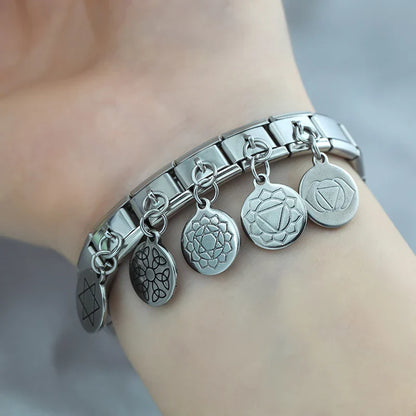 Round Silver Design Italian Charms – Classic Engraved 9mm Bracelet Links