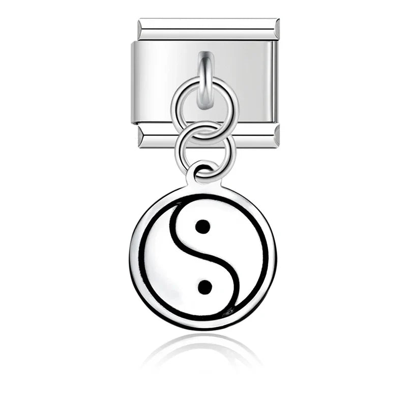 round silver designs charms