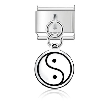 Round Silver Design Italian Charms – Classic Engraved 9mm Bracelet Links