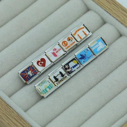 Turkey, Japan, Mexico, London & San Francisco Italian Charms — Travel Landmark Bracelet Links