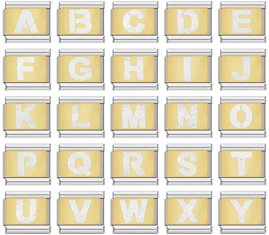 gold with silver Letters Charms Italian Links DJ1240
