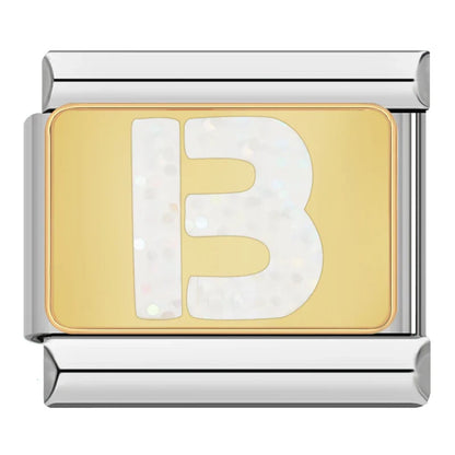 Gold & Silver Letter Initial Italian Charms A–Z — Mixed Metal Personalised Bracelet Links