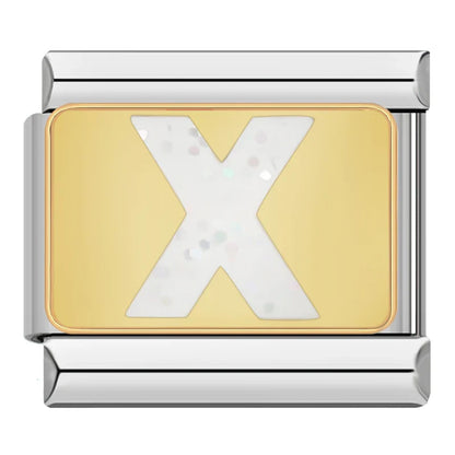 Gold & Silver Letter Initial Italian Charms A–Z — Mixed Metal Personalised Bracelet Links