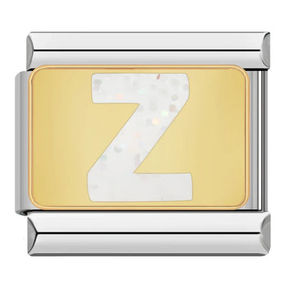 Gold & Silver Letter Initial Italian Charms A–Z — Mixed Metal Personalised Bracelet Links
