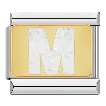 Gold & Silver Letter Initial Italian Charms A–Z — Mixed Metal Personalised Bracelet Links