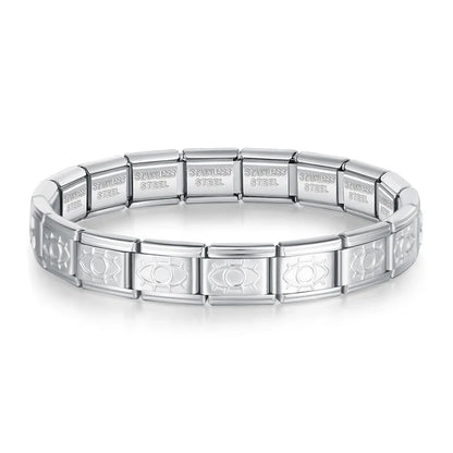 Silver & Black Italian Charm Bracelet — Two-Tone Stainless Steel Modular Bracelet