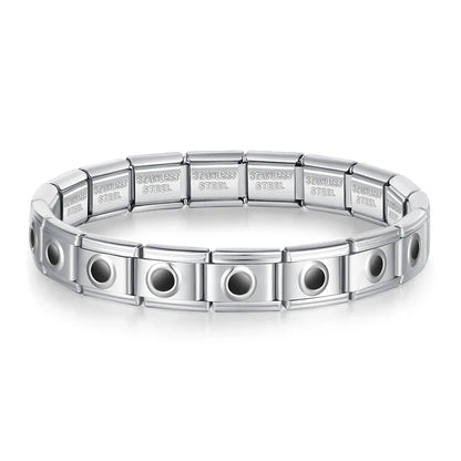 Silver & Black Italian Charm Bracelet — Two-Tone Stainless Steel Modular Bracelet