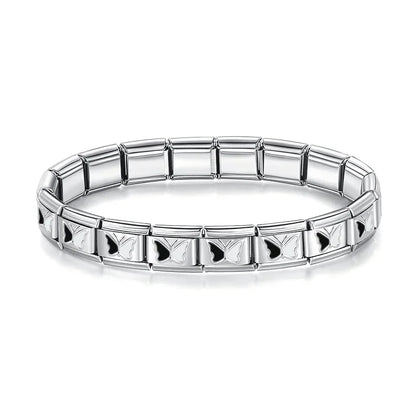 Silver & Black Italian Charm Bracelet — Two-Tone Stainless Steel Modular Bracelet
