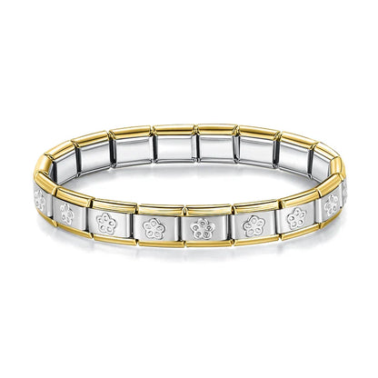 Silver & Gold Italian Charm Bracelet — Butterfly, Heart, Star & Flower Designs