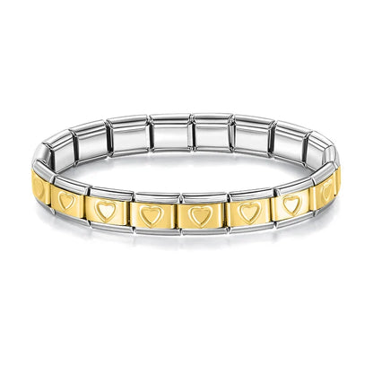 Silver & Gold Italian Charm Bracelet — Butterfly, Heart, Star & Flower Designs