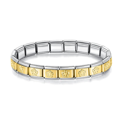 Silver & Gold Italian Charm Bracelet — Butterfly, Heart, Star & Flower Designs