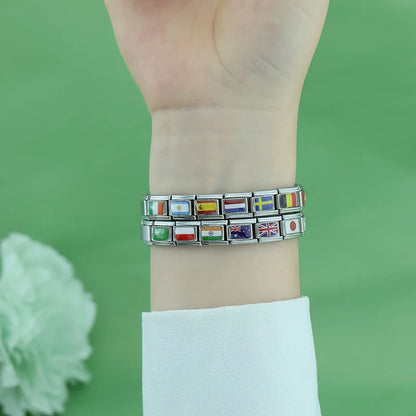 World National Flag Italian Charms — UK, Australia, India, Japan, Spain & More