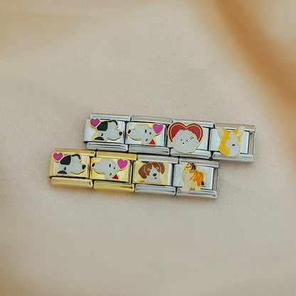 Dog Italian Charms — Breed Portraits, Paws, Puppy & Dog Lover Bracelet Links