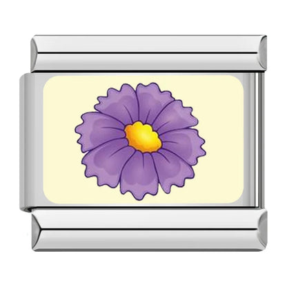Colourful Spring Flower Italian Charms — Vivid Enamel Floral Bracelet Links in Multiple Colours