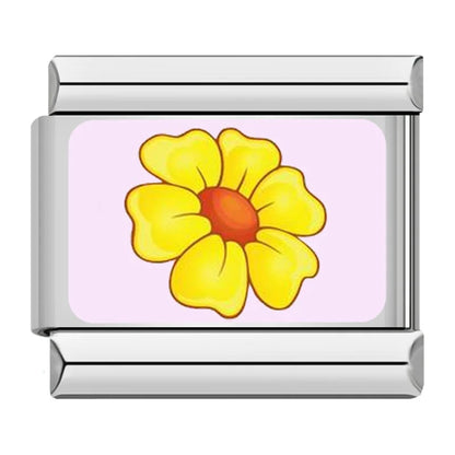 Colourful Spring Flower Italian Charms — Vivid Enamel Floral Bracelet Links in Multiple Colours