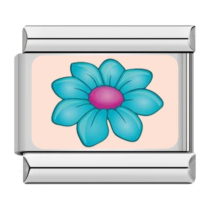 Colourful Spring Flower Italian Charms — Vivid Enamel Floral Bracelet Links in Multiple Colours