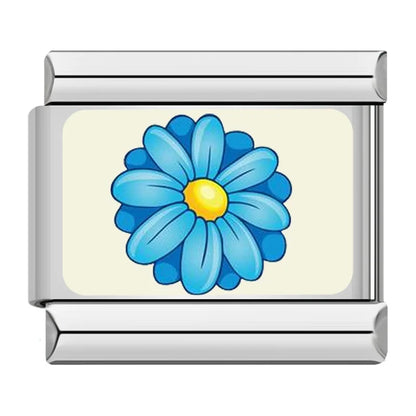 Colourful Spring Flower Italian Charms — Vivid Enamel Floral Bracelet Links in Multiple Colours
