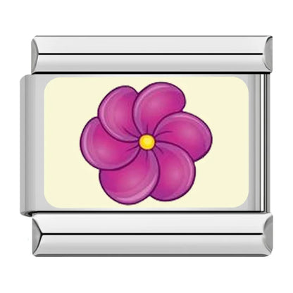 Colourful Spring Flower Italian Charms — Vivid Enamel Floral Bracelet Links in Multiple Colours