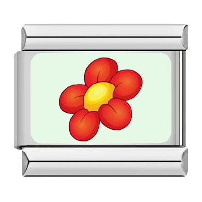 Colourful Spring Flower Italian Charms — Vivid Enamel Floral Bracelet Links in Multiple Colours