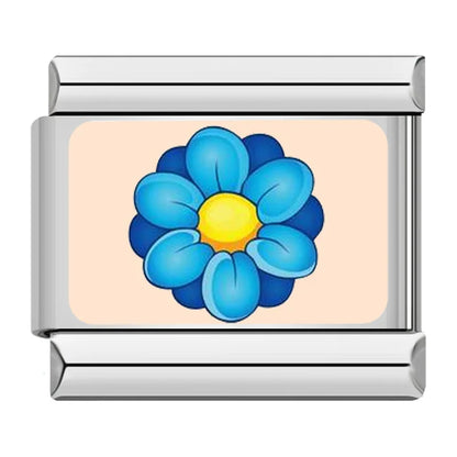 Colourful Spring Flower Italian Charms — Vivid Enamel Floral Bracelet Links in Multiple Colours