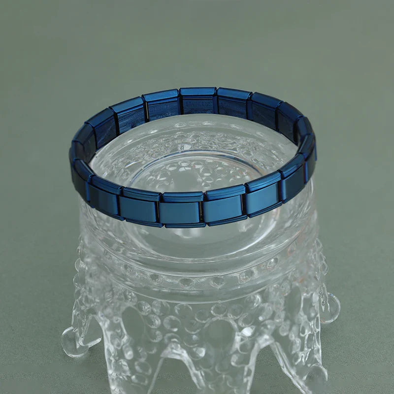 Blue Itanlian Elastic Charm Bracelet  Bangle ST-Blue