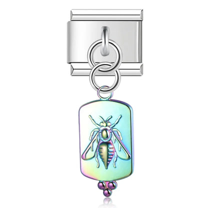 Mystical Nature & Celtic Cat Dangle Italian Charms — Celtic Cat, Pine Tree, Sun & Bee Dangle Links