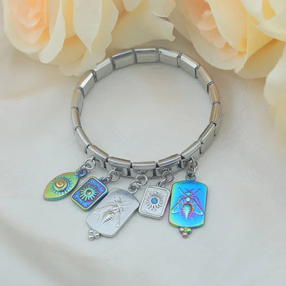 Mystical Nature & Celtic Cat Dangle Italian Charms — Celtic Cat, Pine Tree, Sun & Bee Dangle Links