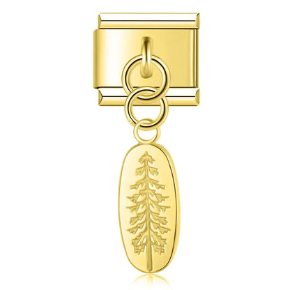 Mystical Nature & Celtic Cat Dangle Italian Charms — Celtic Cat, Pine Tree, Sun & Bee Dangle Links