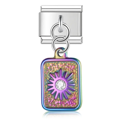 Mystical Nature & Celtic Cat Dangle Italian Charms — Celtic Cat, Pine Tree, Sun & Bee Dangle Links