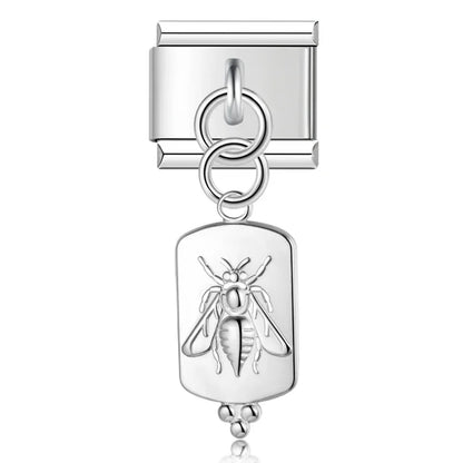 Mystical Nature & Celtic Cat Dangle Italian Charms — Celtic Cat, Pine Tree, Sun & Bee Dangle Links