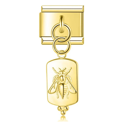 Mystical Nature & Celtic Cat Dangle Italian Charms — Celtic Cat, Pine Tree, Sun & Bee Dangle Links