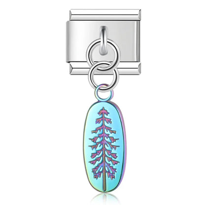 Mystical Nature & Celtic Cat Dangle Italian Charms — Celtic Cat, Pine Tree, Sun & Bee Dangle Links