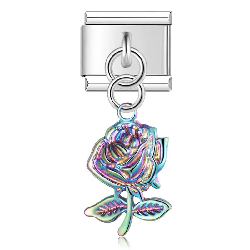 The Botanical Rose & Celestial Sunburst Dangle Charm
