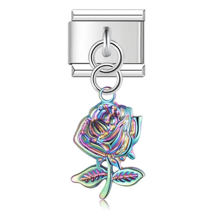 The Botanical Rose & Celestial Sunburst Dangle Charm
