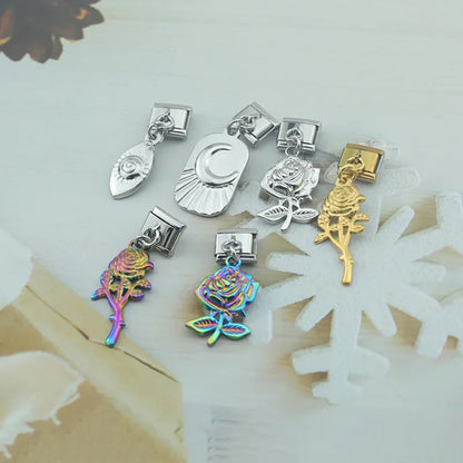 The Botanical Rose & Celestial Sunburst Dangle Charm