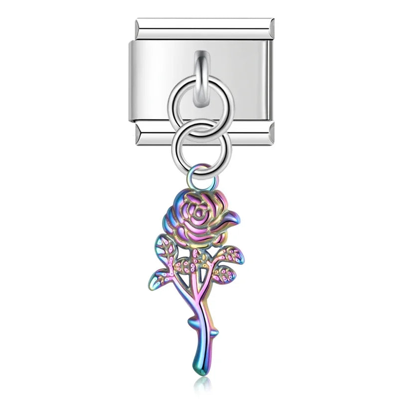 The Botanical Rose & Celestial Sunburst Dangle Charm
