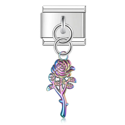 The Botanical Rose & Celestial Sunburst Dangle Charm