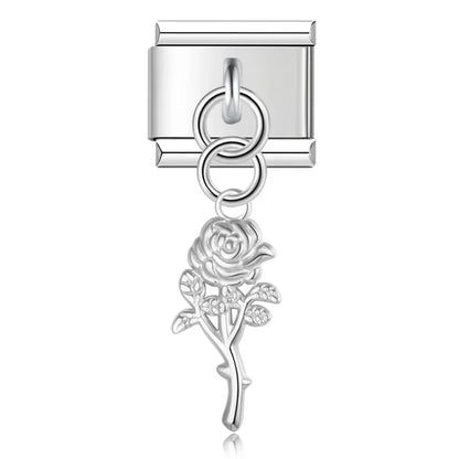 The Botanical Rose & Celestial Sunburst Dangle Charm