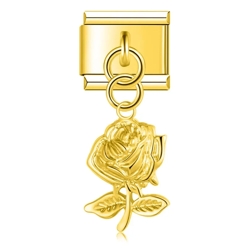 The Botanical Rose & Celestial Sunburst Dangle Charm