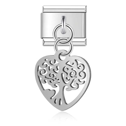 World Map Heart Tree & Pineapple Charms in Silver & Gold