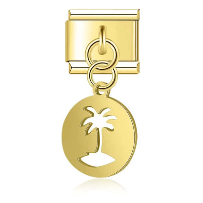 World Map Heart Tree & Pineapple Charms in Silver & Gold
